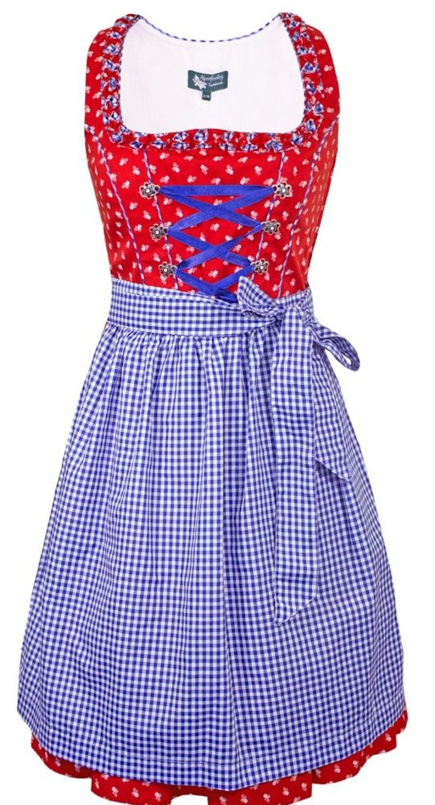 Damen Maddox Dirndl | Maddox Dirndl "Achensee" Traditionell | Rot Kobalt 55 Cm