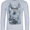 Herren Piz Palü Shirts | Piz Palu Herren Langarmshirt "Unterfohring" Mit Hirsch Print | 020033 - Hellblau