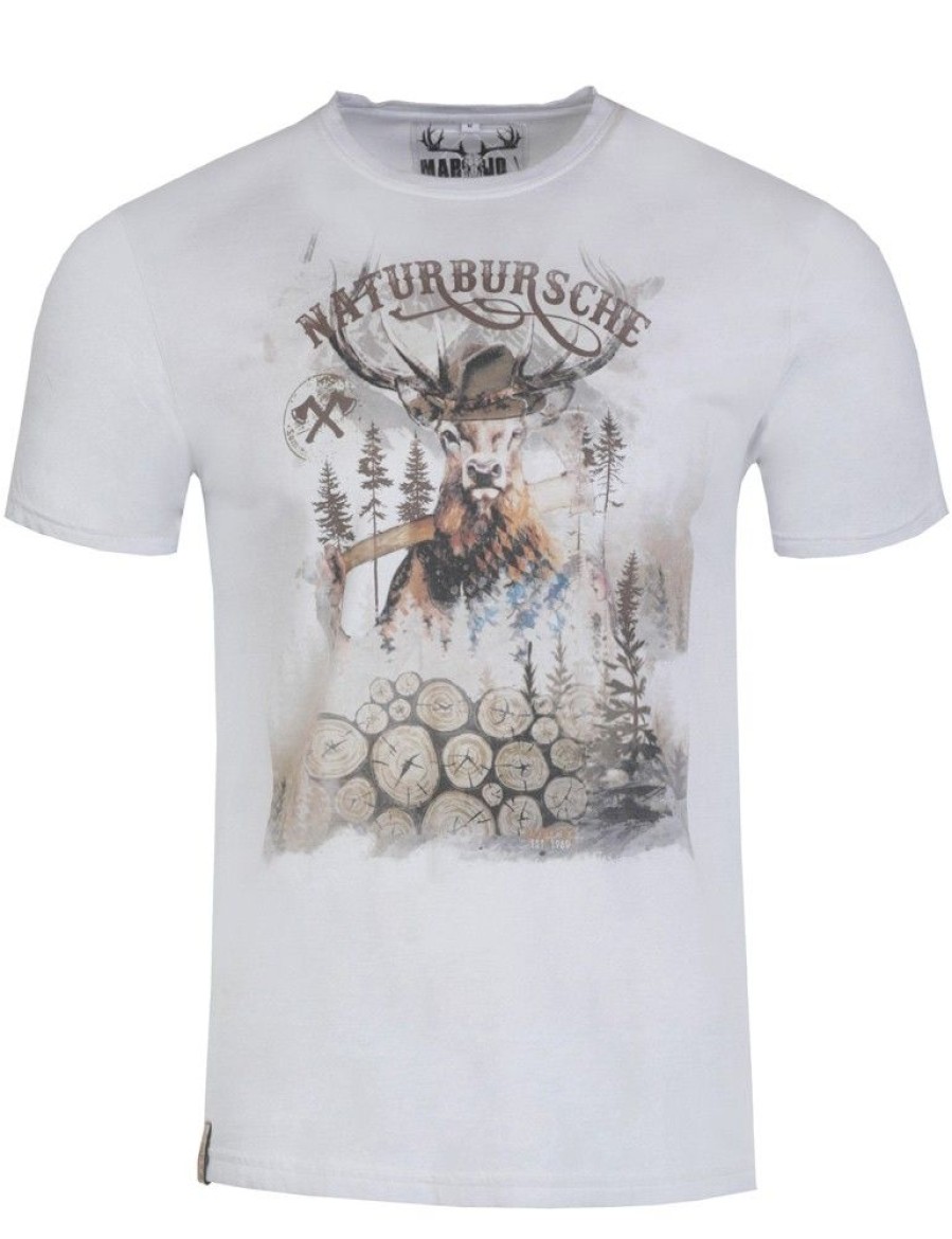 Herren MarJo Shirts | Marjo Herren Trachtenshirt "Guido" Mit Hirschmotiv | Mittelgrau