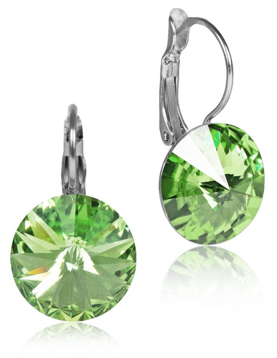 Schmuck LUISIA® | Luisia® 12 Mm Ohrringe Rivoli Mit Kristallen Von Swarovski® - Peridot / Apfelgrun