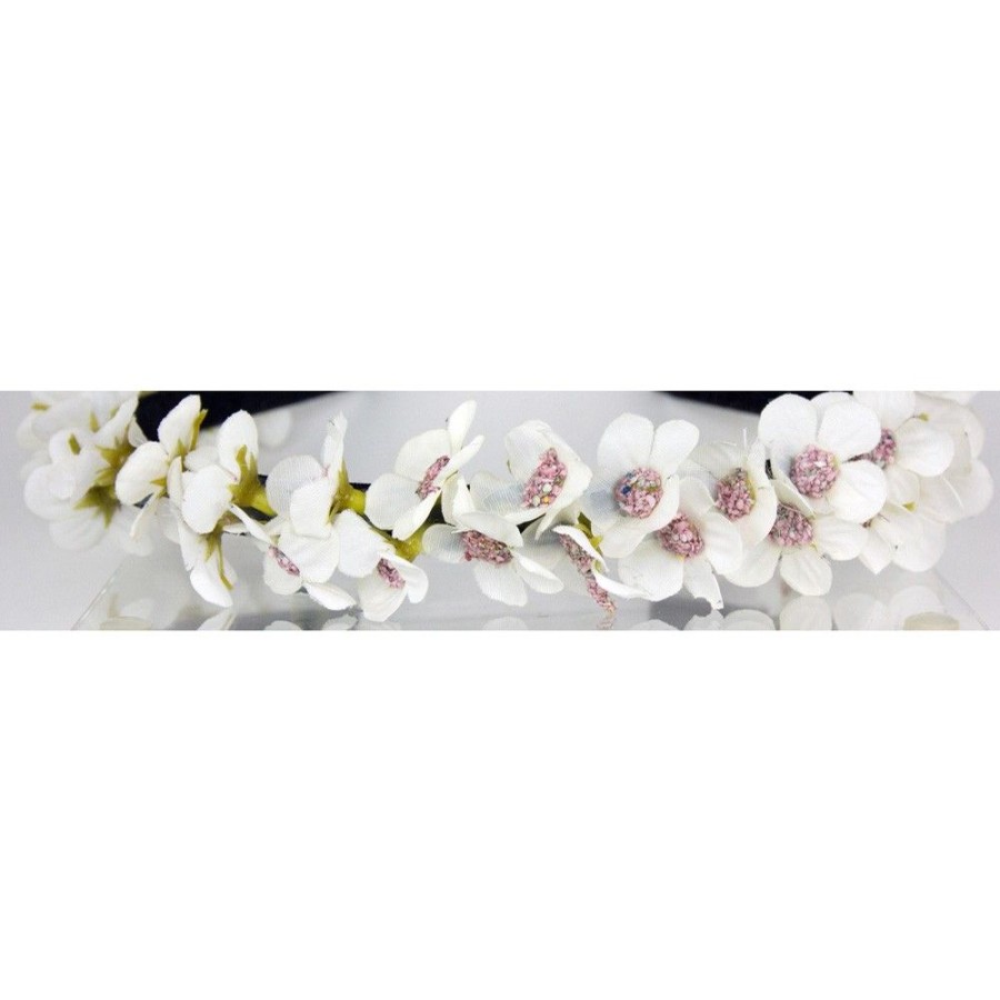 Madchen Trachtenland Hute & Haarschmuck | Blumen Haarreif "Elfe" - Schmaler Blutenkranz | Weis