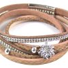 Schmuck Trachtenland | Wickelarmband Mit Strass Und Edelweis - Braun