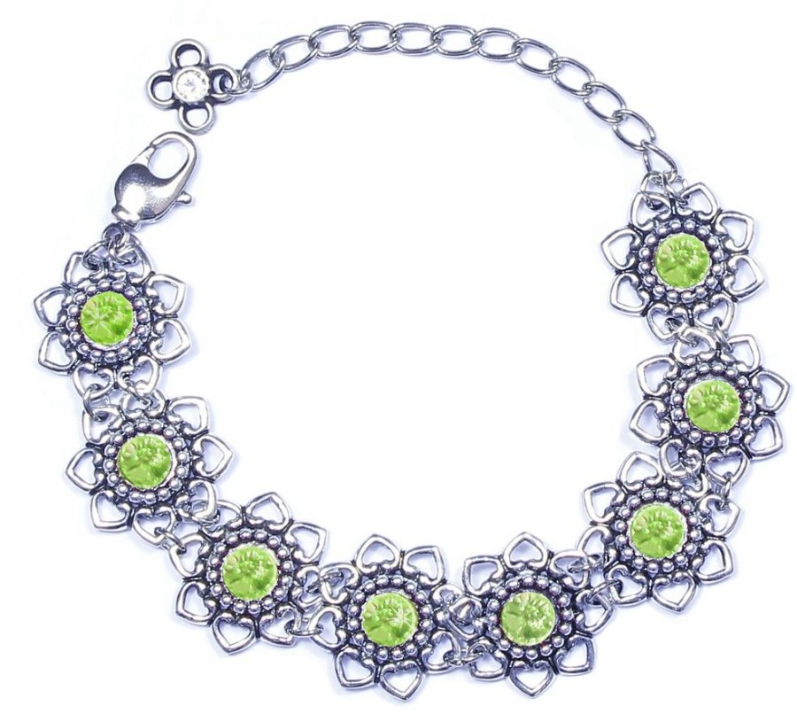 Schmuck LUISIA® | Luisia® Armband Leandra Mit Herzbluten Und Kristallen Von Swarovski® - Peridot / Apfelgrun