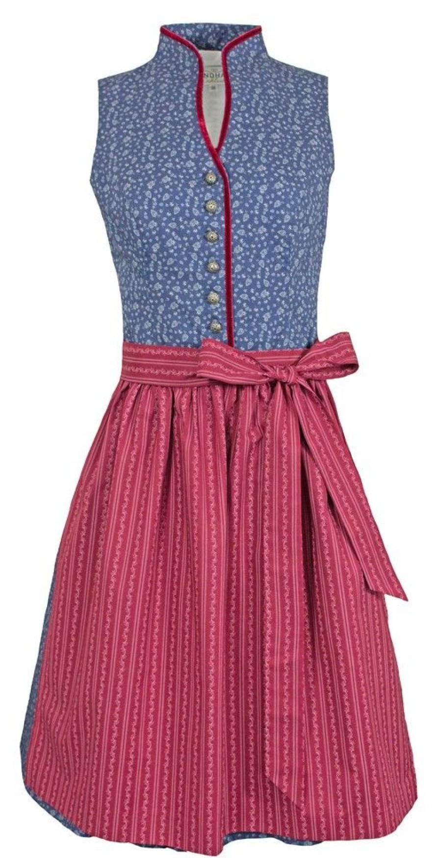 Damen Hiebaum Dirndl | Hiebaum Damen Dirndl "Evelyn" - Traditionell | Blau Rot 60Cm