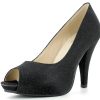 Damen Andrea Conti Pumps | Glitzer Peeptoe Damen Schuhe - Schwarz