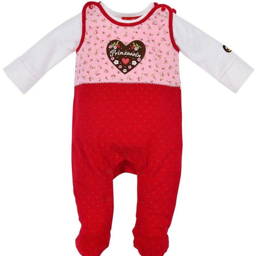 Madchen BONDI Baby Strampler | Bondi Baby Strampler "Prinzessin" Mit Herz 86557 | Madchen Overall 2-Tlg. Rosa Rot