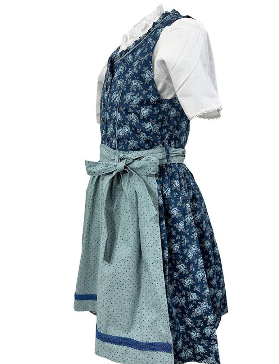 Madchen Isar-Trachten Dirndl | Isar-Trachten Kinder Dirndl "Emma" 3-Tlg. Mit Bluse 63112 | Blau