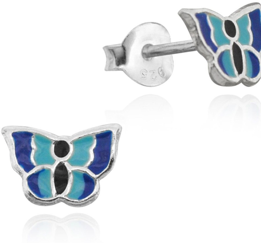 Schmuck LUISIA® | Luisia® Ohrstecker "Schmetterling - Blau" E-15470-3 - 925 Sterling Silber