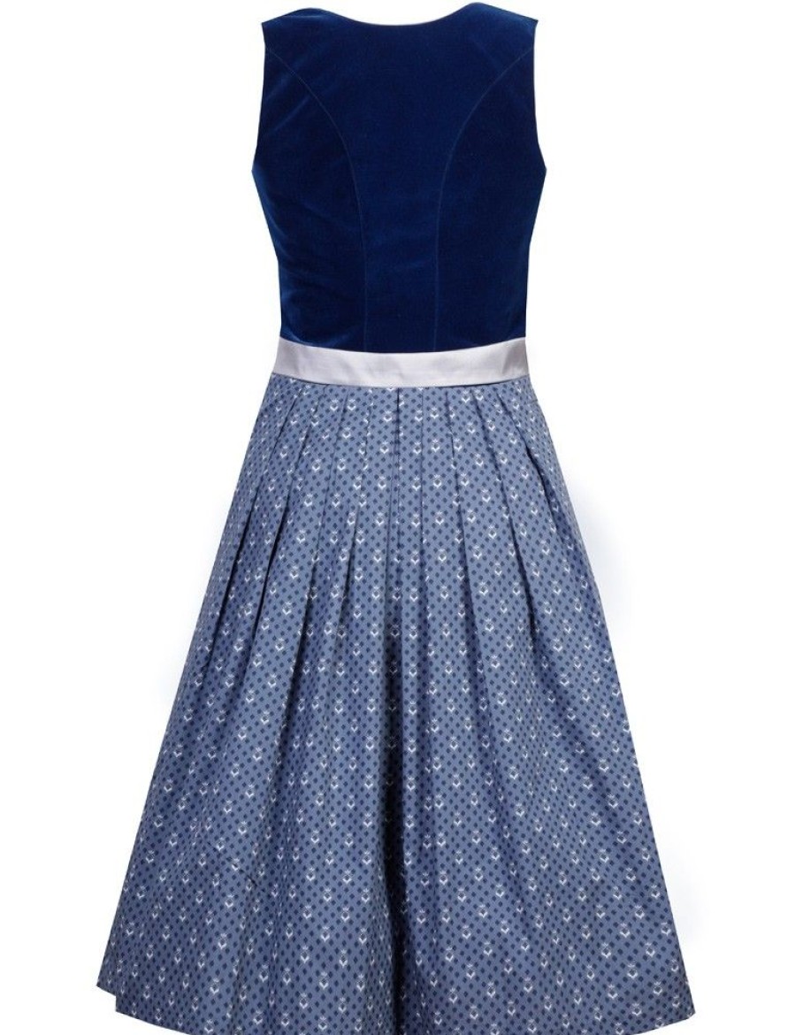 Damen MarJo Dirndl | Marjo Samt Dirndl "Inka" 583765 | Saphir Blau - 65Cm