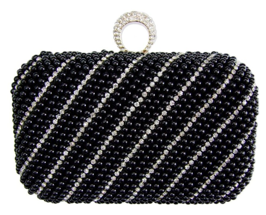 Damen Trachtenland Handtaschen | Elegante Damen Clutch Abendtasche "Pearl" - Schwarz