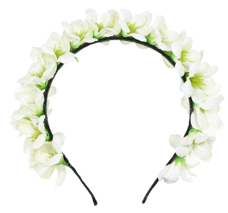 Madchen Trachtenland Hute & Haarschmuck | Blumen Haarreif "Ranya" Mit Seidenbluten | Creme Weis