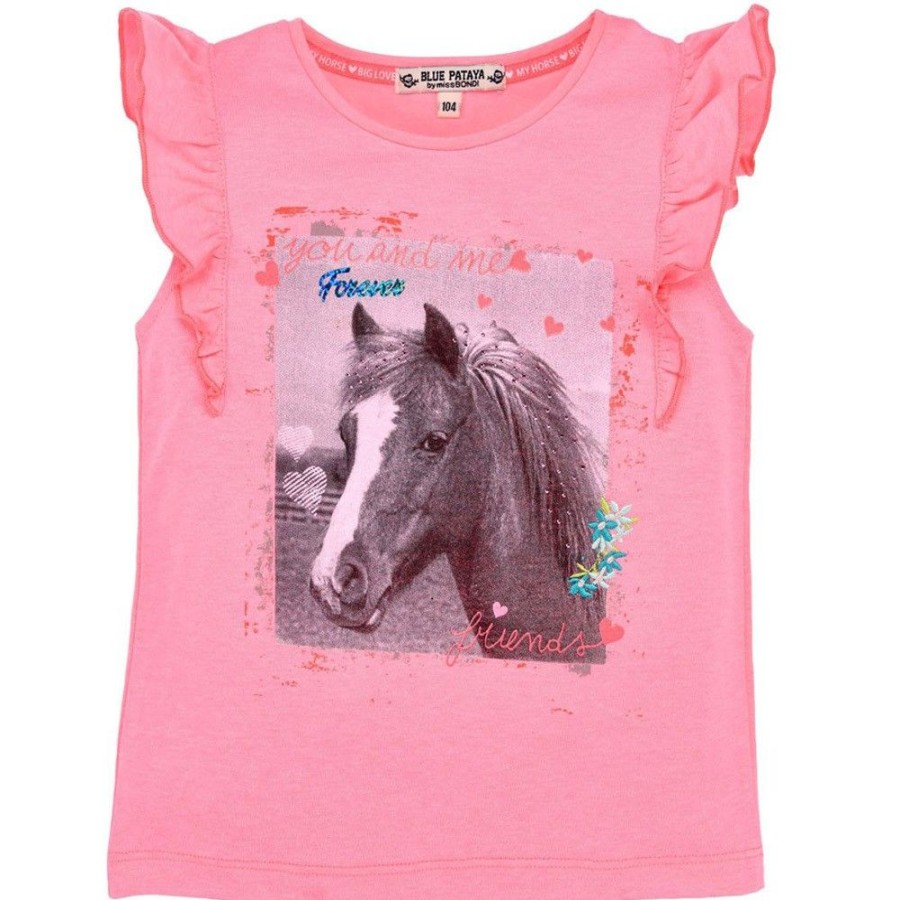 Madchen BONDI Blusen / Shirts | Bondi T-Shirt "Friends" Mit Flugelarmel 36202 - Rosa | Madchen Kurzarmshirt