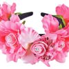 Madchen Trachtenland Hute & Haarschmuck | Wunderschoner Blumen Haarreif Mia Mit Strass Rosa