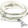 Schmuck Trachtenland | Wickelarmband Mit Strass Und Hirsch Anhanger - Weis