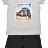 Jungen BONDI Shirts | Bondi Shorty "Big Wheel" Kurzer Schlafanzug Fur Jungen 33130 | Grau / Anthrazit