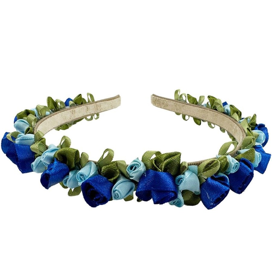 Madchen Trachtenland Hute & Haarschmuck | Blumen Haarreif "Rosalie" Mit Rosenbluten | Blau