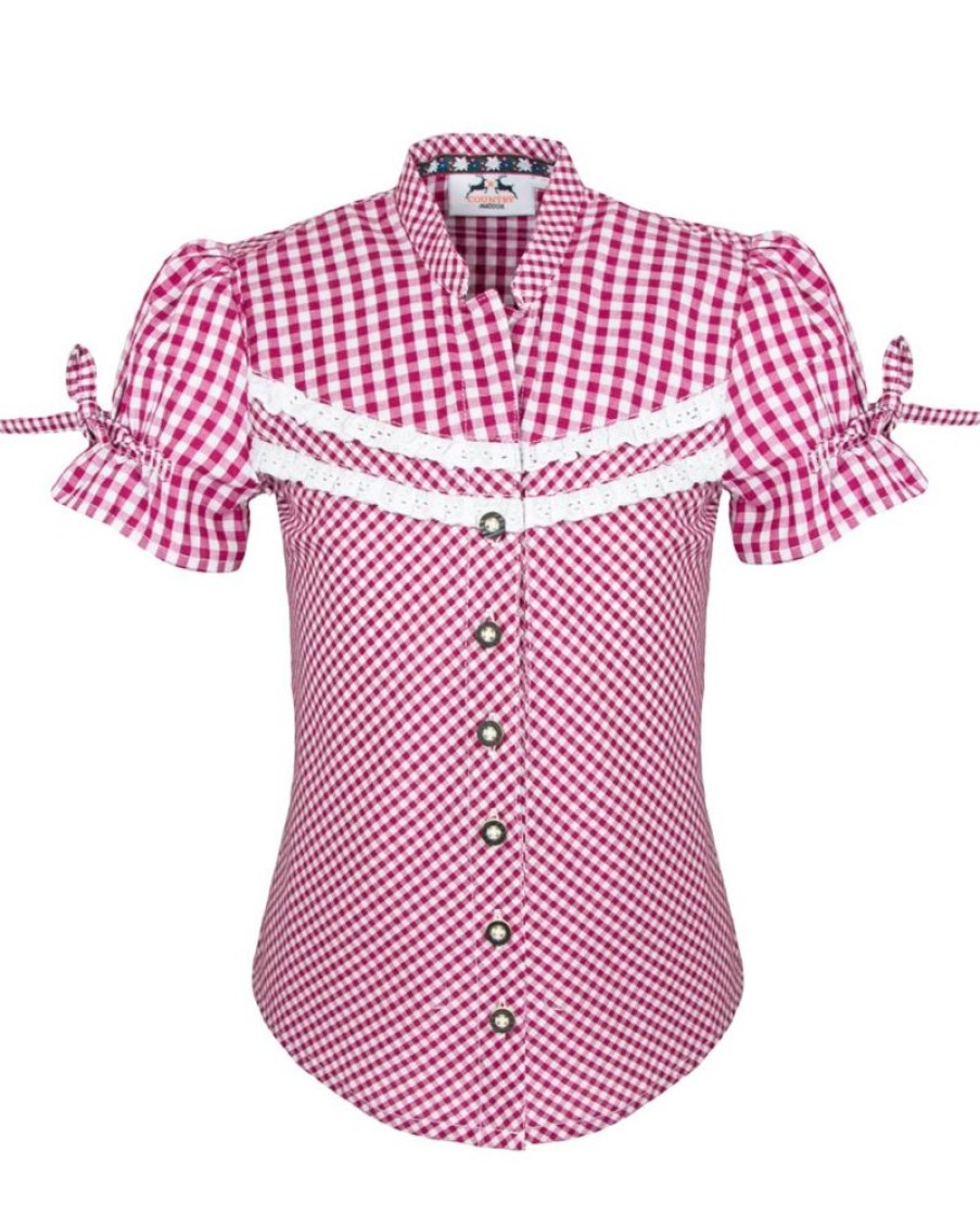 Madchen Maddox Blusen / Shirts | Maddox Kinder Trachten Bluse "Emma" | Beere Kariert