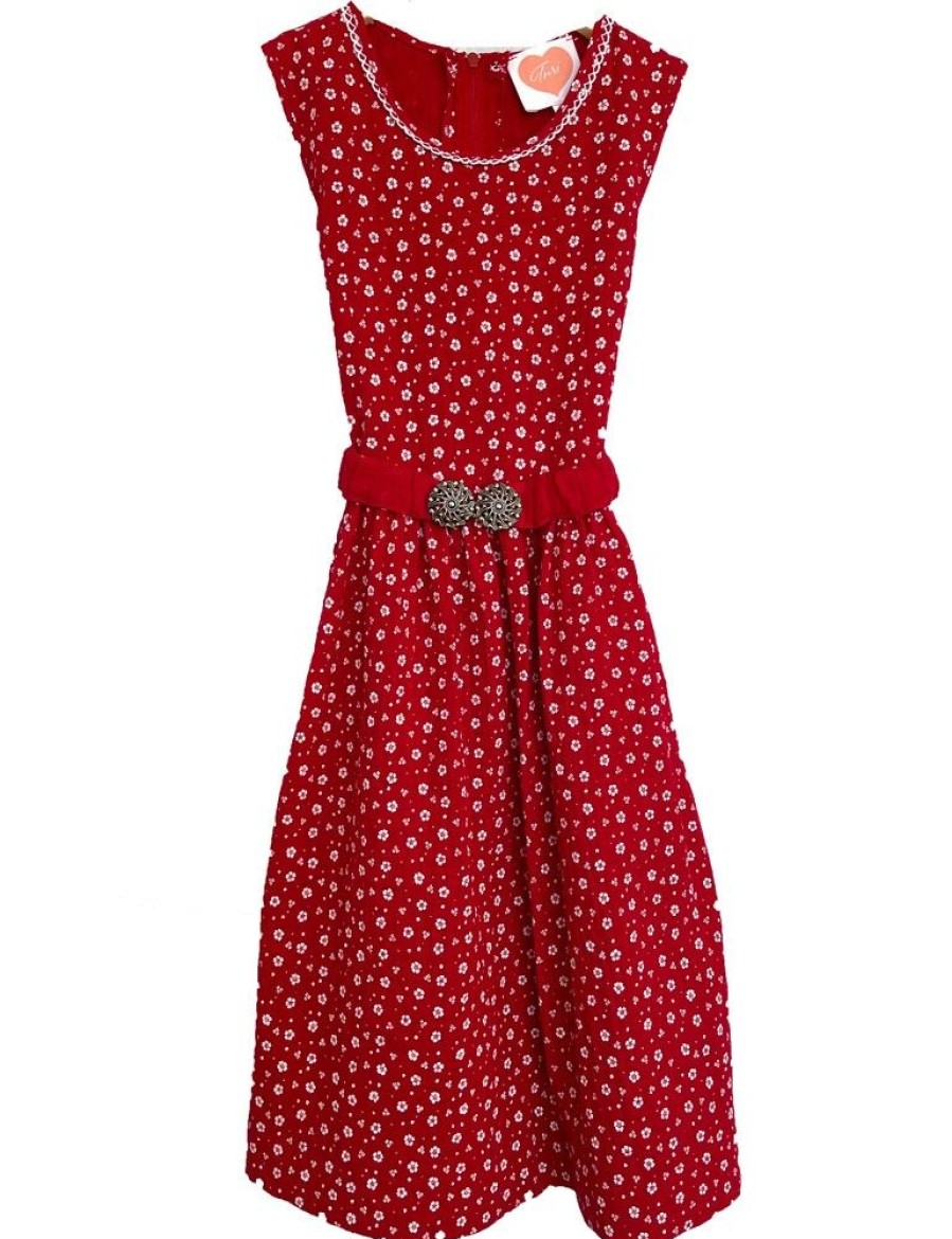 Madchen Turi Landhaus Dirndl | Turi Kinder Trachtenkleid "Kati" Mit Blumchenmuster | Rot