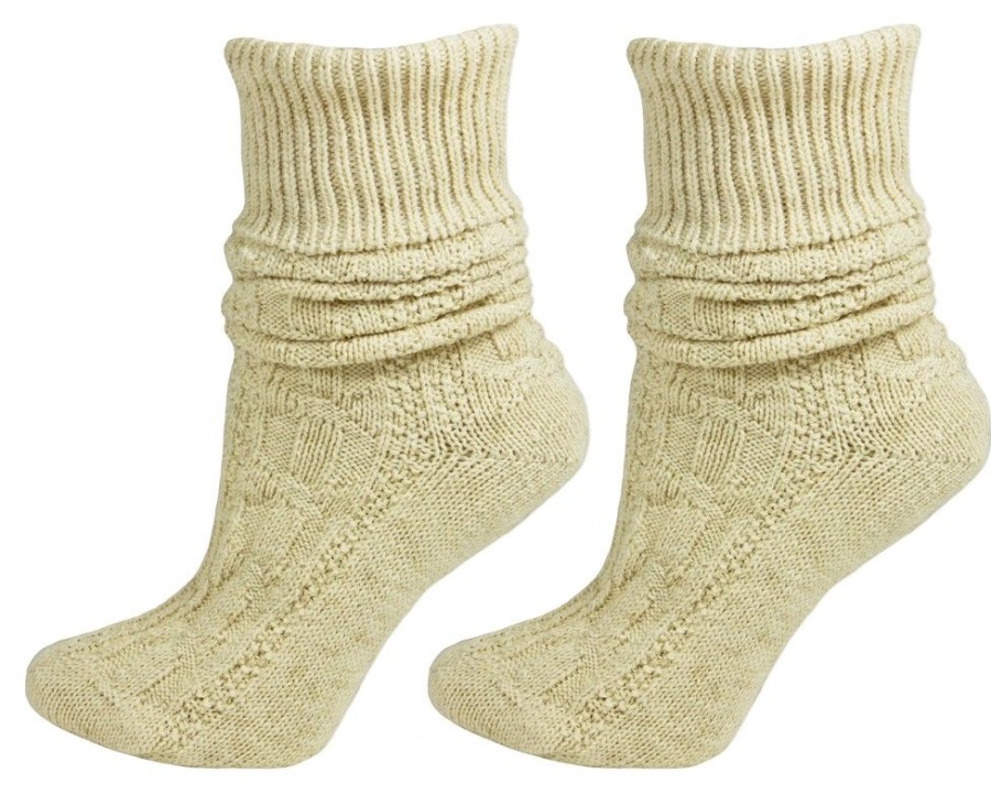 Herren P.S. Schuhmacher Strumpfe | Kurze Trachtensocken Mit Zopfmuster Natur