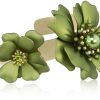 Schmuck LUISIA® | Luisia® Armreif Armspange Nelia Mit Blumen - 16 Karat Vergoldet Olivgrun