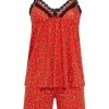 Damen Ringella Nachtwasche | Ringella Shorty Mit Spaghettitragern "Lingerie" 3261301 | Poppy Rot