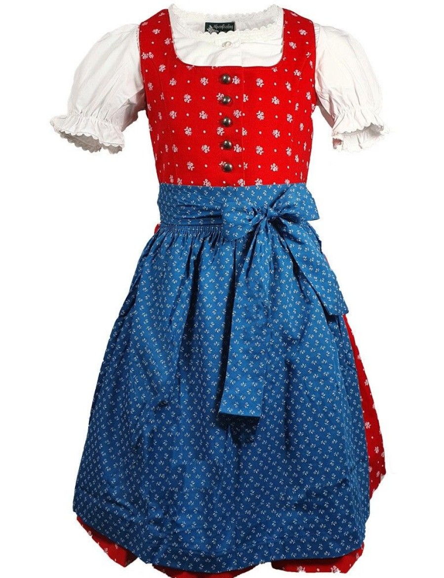 Madchen Maddox Dirndl | Maddox Kinder Dirndl "Elli" 3-Tlg. | Blumchen Rot Blau