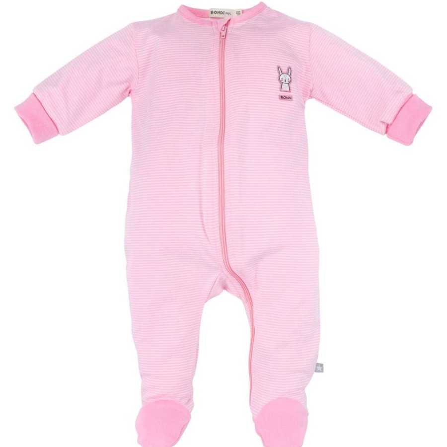 Madchen BONDI Baby Strampler | Bondi Baby Overall "Haschen" Geringelt 93637 | Rosa / Weis