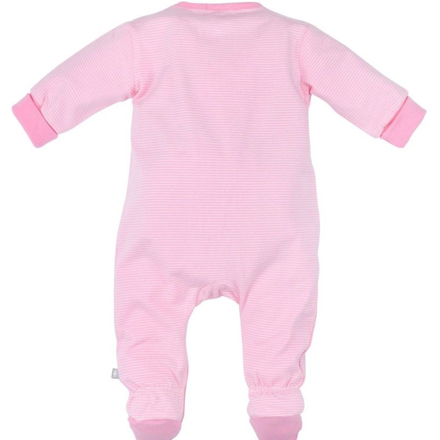 Madchen BONDI Baby Strampler | Bondi Baby Overall "Haschen" Geringelt 93637 | Rosa / Weis