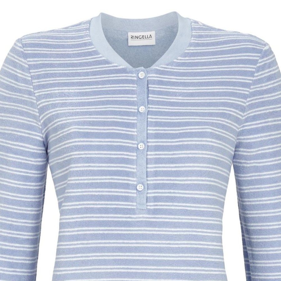 Damen Ringella Nachtwasche | Ringella Damen Stretchfrottee Pyjama "Cosy Winter" 2518204 | Smoke Blau