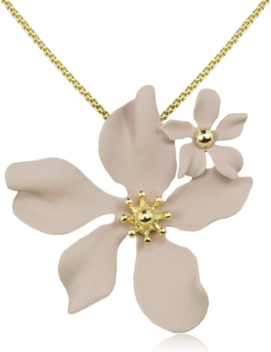 Schmuck LUISIA® Halsketten | Luisia® Halskette "Nelia" Mit Blumen - 16 Karat Vergoldet | Altrosa