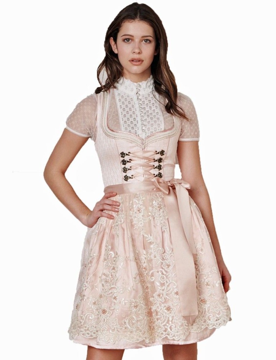 Damen Krüger MADL Dirndl | Kruger Dirndl "Junia" Spitzenschurze 411965 | Rose - 50Cm