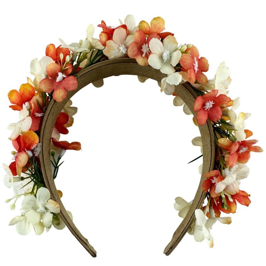 Madchen Trachtenland Hute & Haarschmuck | Blumen Haarreif "Marissa" Mit Zarten Bluten | Orange