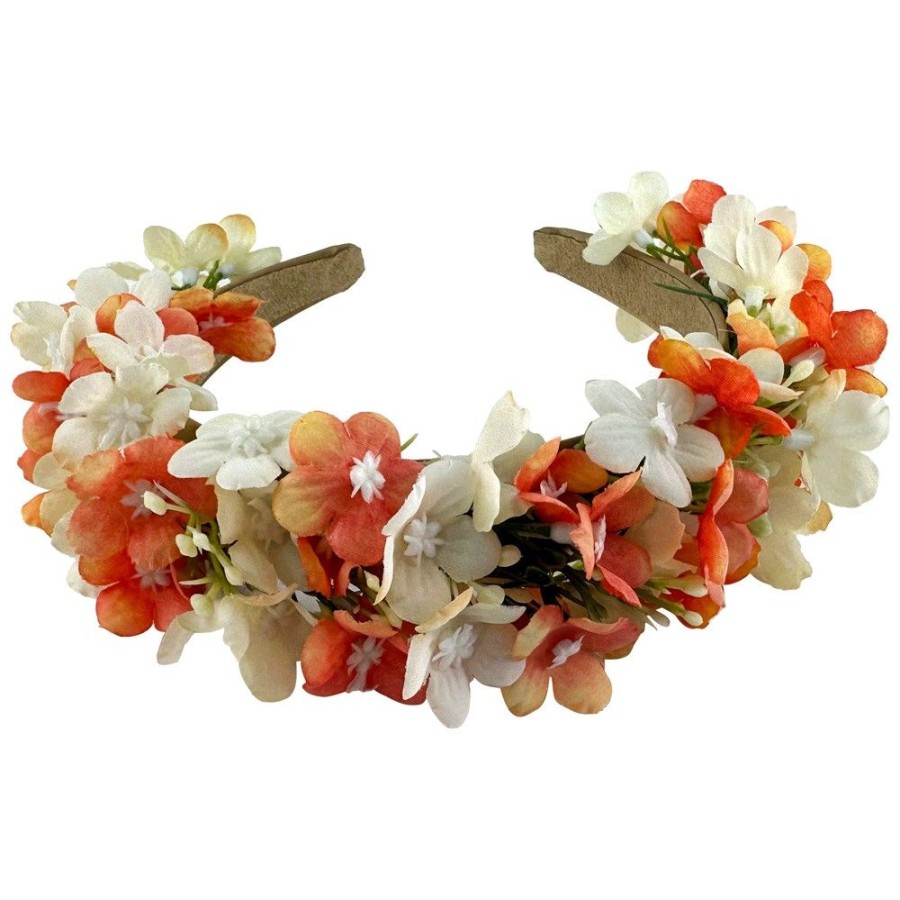 Madchen Trachtenland Hute & Haarschmuck | Blumen Haarreif "Marissa" Mit Zarten Bluten | Orange