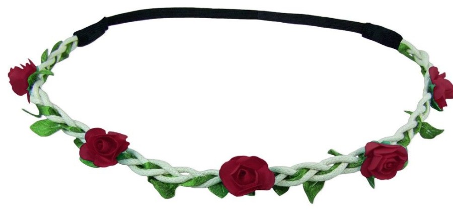 Madchen Trachtenland Hute & Haarschmuck | Blumen Haarband "Bella" Mit Kleinen Rosen | Dunkelrot