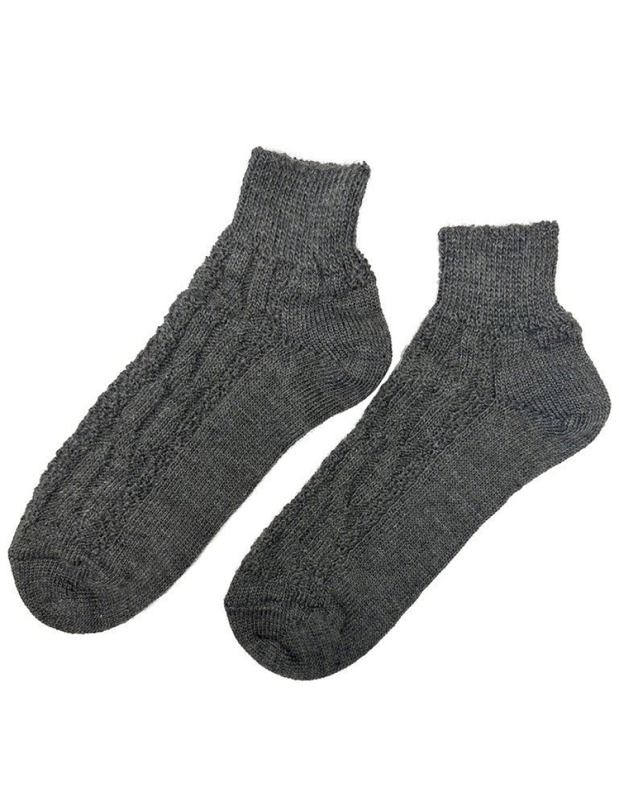 Herren Marschall Trachten Strumpfe | Sneaker Herren Trachten Socken Zopfmuster - Trachtenstrumpfe | Dunkelgrau