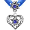 Schmuck Trachtenland | Halskette "Davina" Mit Edelweis Und Herzanhanger - Royalblau