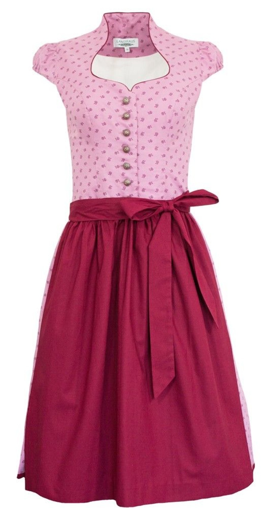 Damen Hiebaum Dirndl | Hiebaum Damen Dirndl Kleid "Larissa" K682508 | Rosa Rot 60Cm