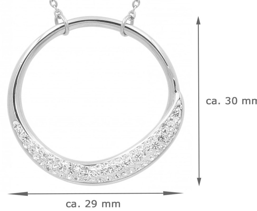 Schmuck LUISIA® | Luisia® Edelstahl Halskette 50+5 Cm Silber Mit Anhanger | Ring Mit Zirkonia