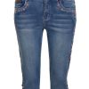 Damen Piz Palü Hosen | Piz Palu Damen Kniebundhose Jeans "Hafenlohr" Mit Blumchen | Blau