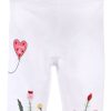 Madchen BONDI Hosen | Bondi Baby Madchen Capri Hose Leggings "Blumchen" 86767 | Weis