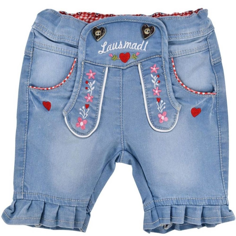 Madchen BONDI Hosen | Bondi Baby Madchen Jeans Bermuda "Lausmadl" 86765 | Blue Denim