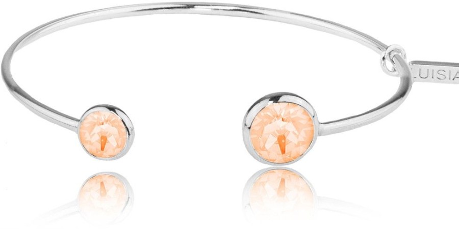 Schmuck LUISIA® | Luisia® Einreihiger Armreif "Fjella" Mit Zwei Kristallen Von Swarovski® - Silber / Light Peach