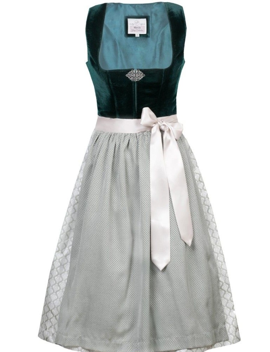 Damen MarJo Dirndl | Marjo Samt Dirndl "Chera" 580465 | Smaragd Grun - 65Cm