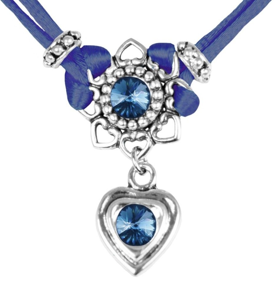 Schmuck LUISIA® | Luisia® Halskette Chiara Mit Herzblute, Strassherz Und Kristallen Von Swarovski® - Marineblau