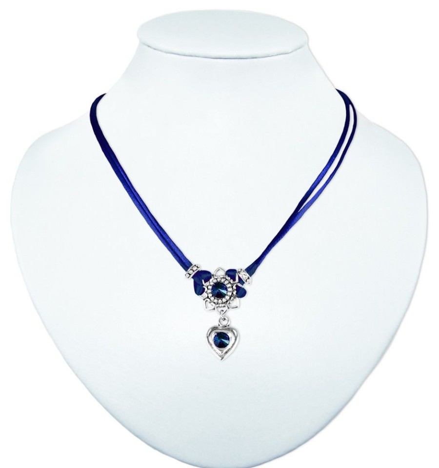 Schmuck LUISIA® | Luisia® Halskette Chiara Mit Herzblute, Strassherz Und Kristallen Von Swarovski® - Marineblau