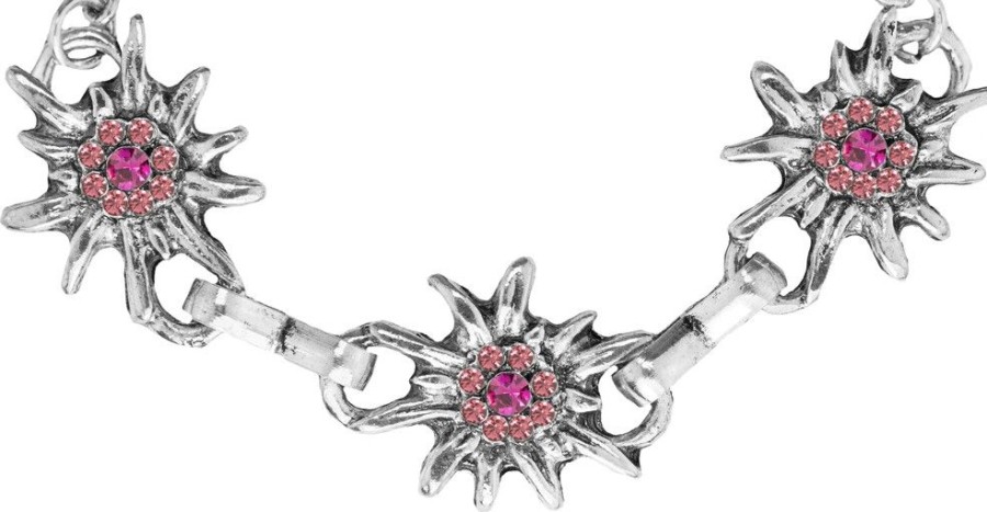 Schmuck Trachtenland | Trachtenarmband Edelweis Pink