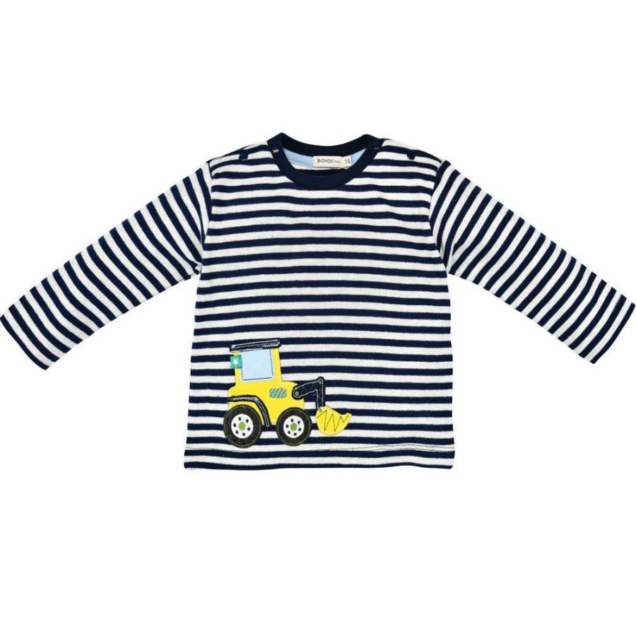 Jungen BONDI Fur´S Baby | Bondi Baby Langarmshirt "Bagger" Geringelt 93650 | Navy / Natur