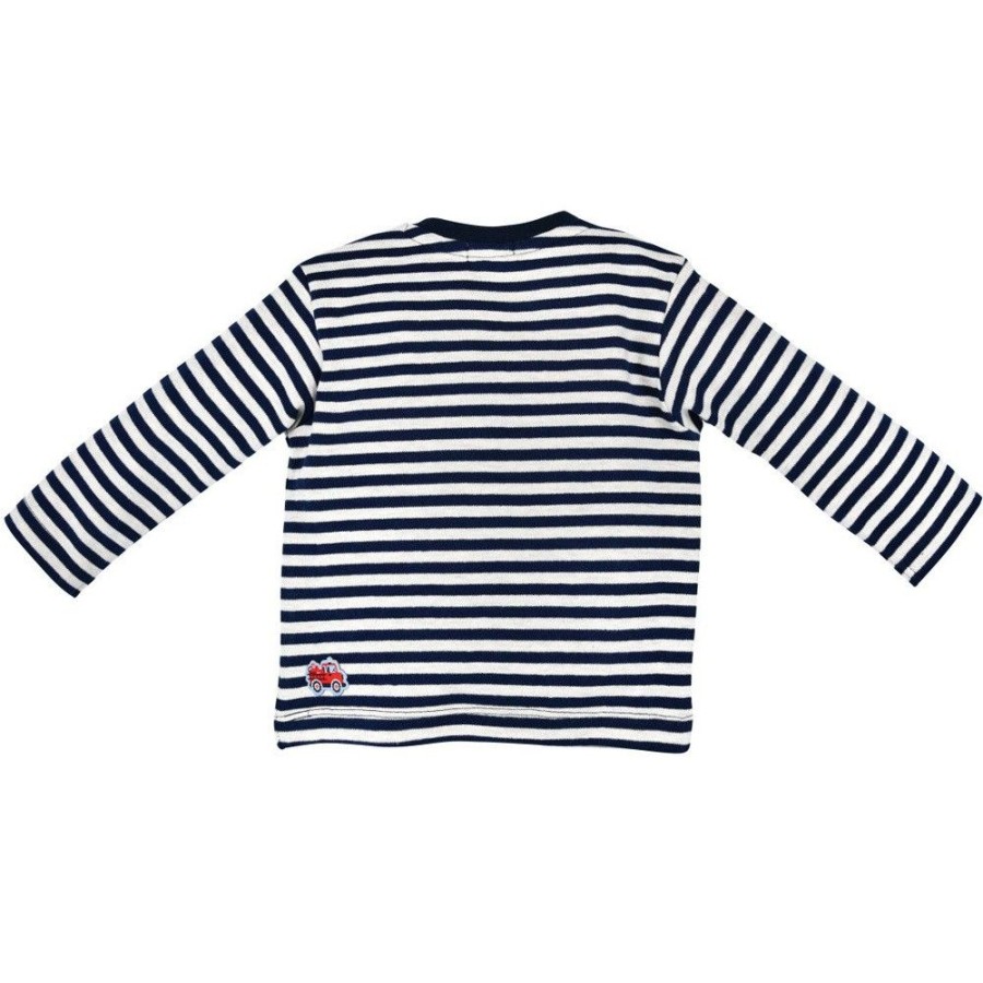 Jungen BONDI Fur´S Baby | Bondi Baby Langarmshirt "Bagger" Geringelt 93650 | Navy / Natur