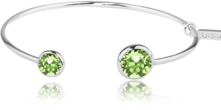 Schmuck LUISIA® | Luisia® Einreihiger Armreif "Fjella" Mit Zwei Kristallen Von Swarovski® - Silber / Peridot