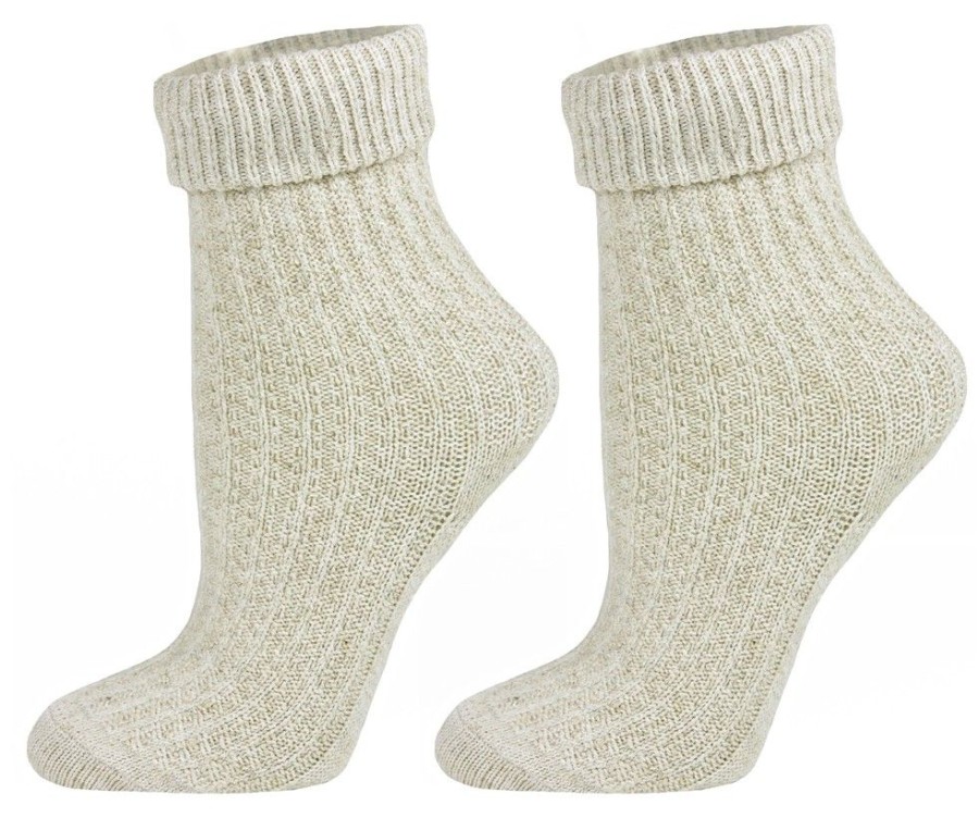 Jungen P.S. Schuhmacher Strumpfe | Kurze Trachtensocken Mit Zopfmuster Fur Kinder - Natur